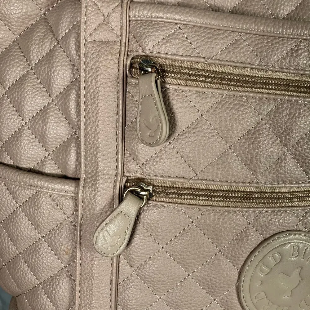 DD Bird The Taupe Leather Nash With Changing Pad Diaper Bag Luxury Shoulder